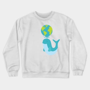 Whale Saves Water with his Breath Crewneck Sweatshirt